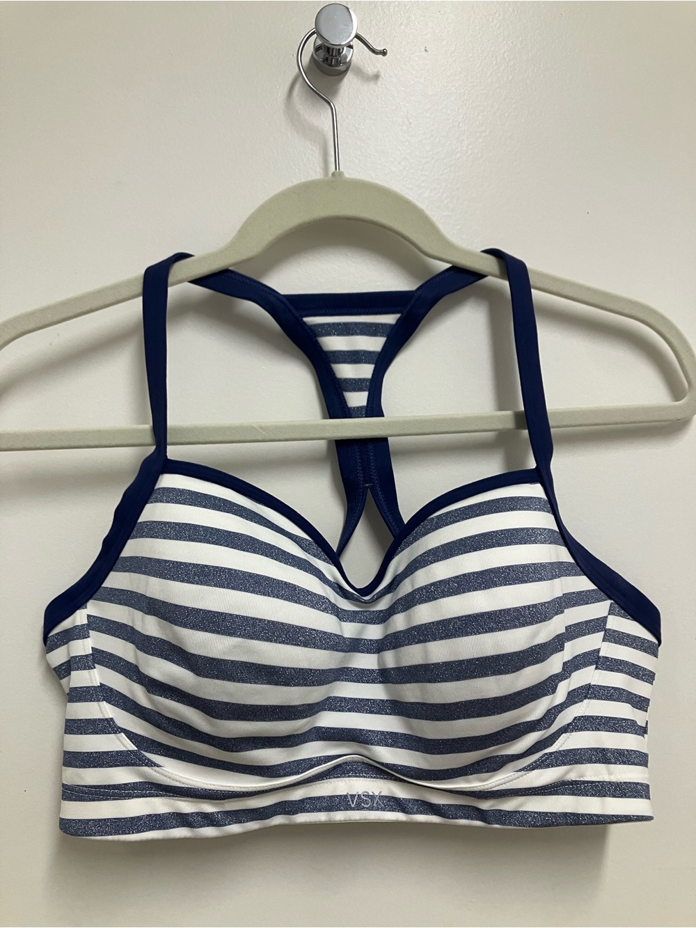 Victoria's Secret Navy & White Striped Racerback Sports Bra